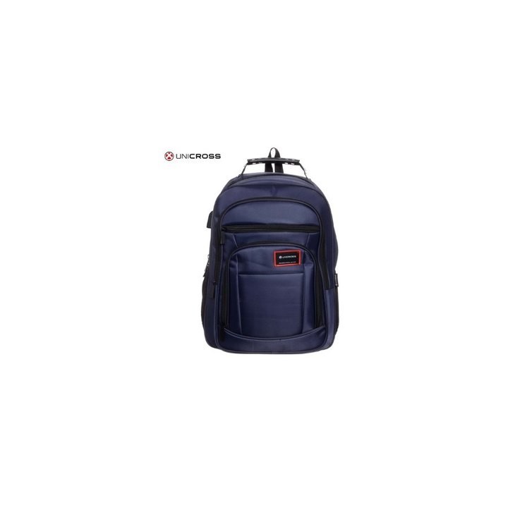 mochila portatil unicross vanguard 19  azul usb compartimento acolchado 45x30x21cm