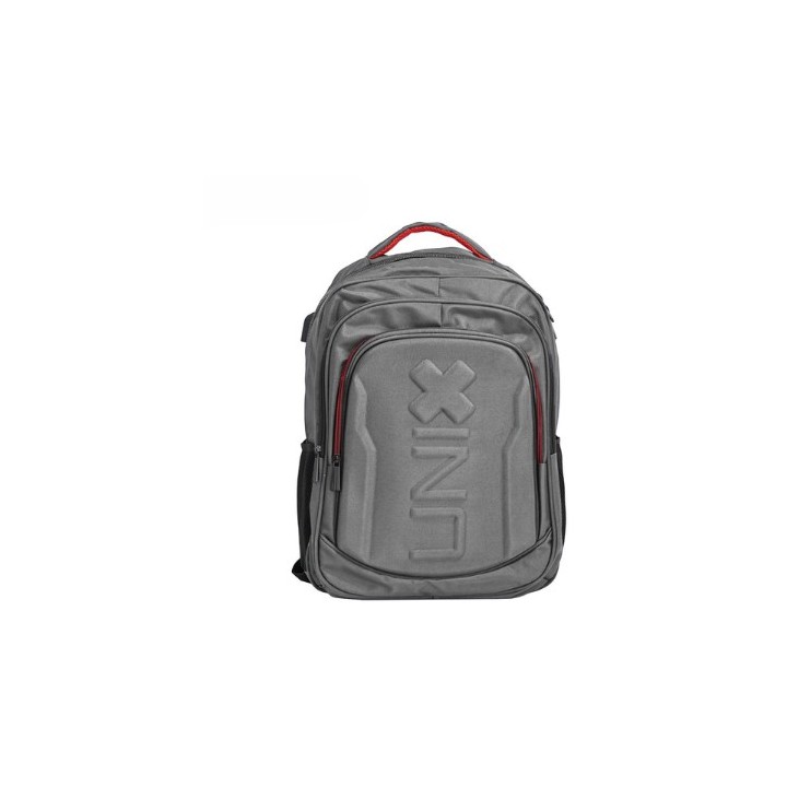 mochila portatil unicross shield 19  gris usb compartimento acolchado 46x32x17cm