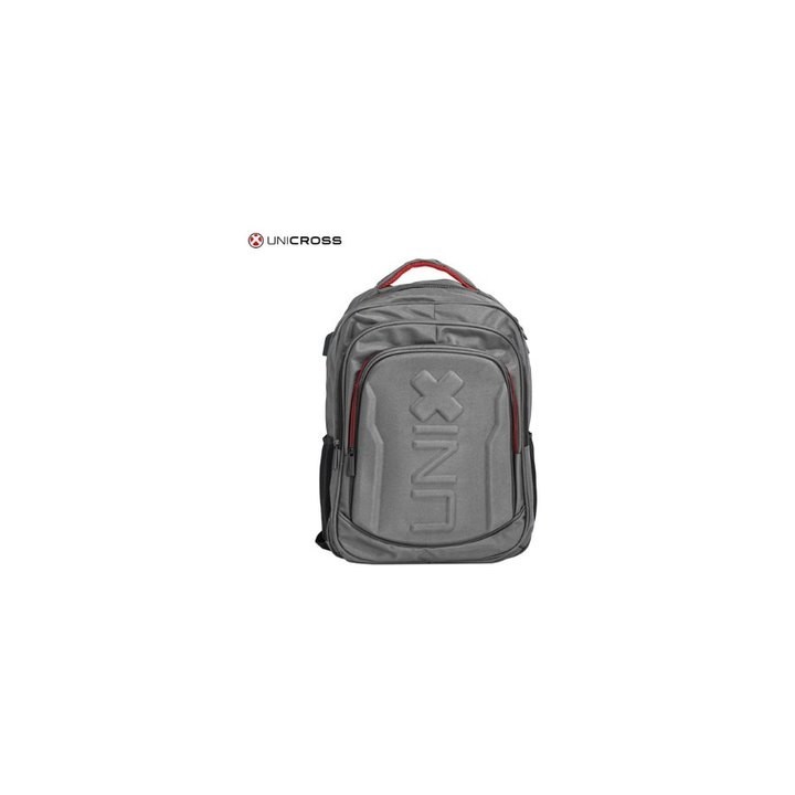 mochila portatil unicross shield 19  gris usb compartimento acolchado 46x32x17cm