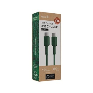 cable hune eco usb-c a usb-c 100cm verde bosque 3a 60w carga y sincroniza