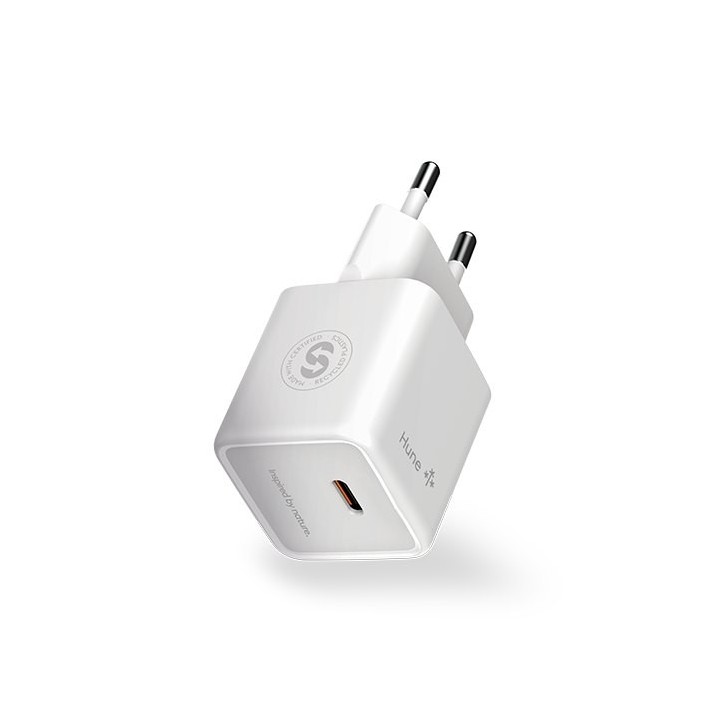 cargador hune eco mini 20w usb-c blanco nieve tecnologia gan 1xusb-c