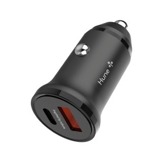 cargador hune eco dual coche 20w negro nieve para coche 1xusb-c 1xusb-a