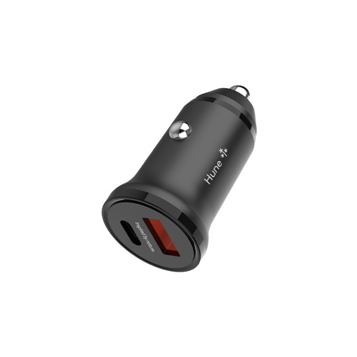 cargador hune eco dual coche 20w negro nieve para coche 1xusb-c 1xusb-a