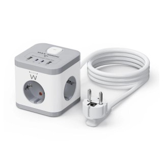 ewent ew3863 regleta 3 tomas shucko+2usb-a+2usb-c