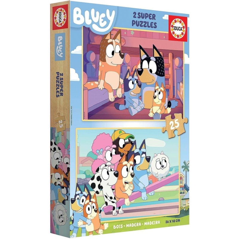 (liqu.) puzzle educa bluey 2x25 pz.  madera
