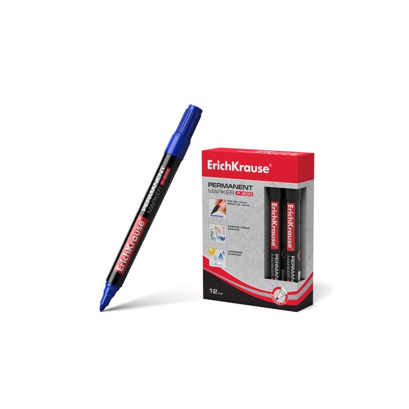 erich krause marcador permanente p-200 azul erich krause 4778  pack: 12 unidades