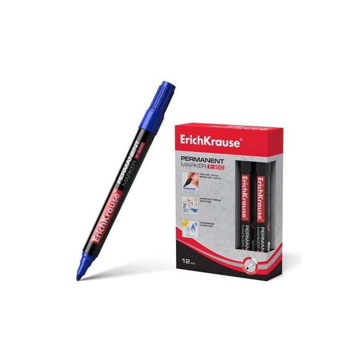 erich krause marcador permanente p-200 azul erich krause 4778  pack: 12 unidades