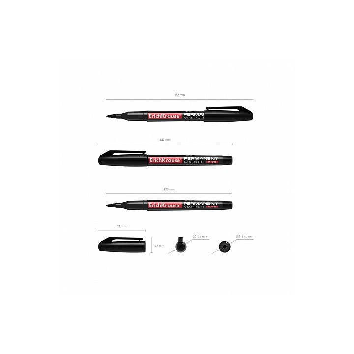 erich krause marcador permanente p-70, color: negro erich krause 37073  pack: 12 unidades