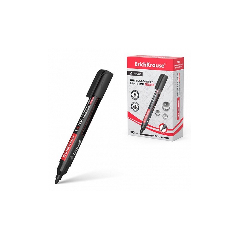 erich krause marcador permanente con tinta liquida lp-600 color negro erich krause 48769  pack: 10 u