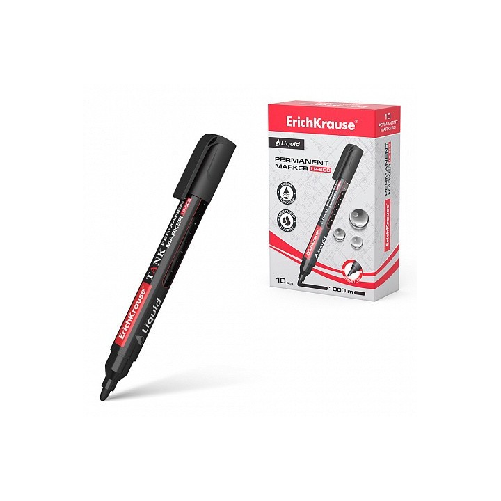 erich krause marcador permanente con tinta liquida lp-600 color negro erich krause 48769  pack: 10 u