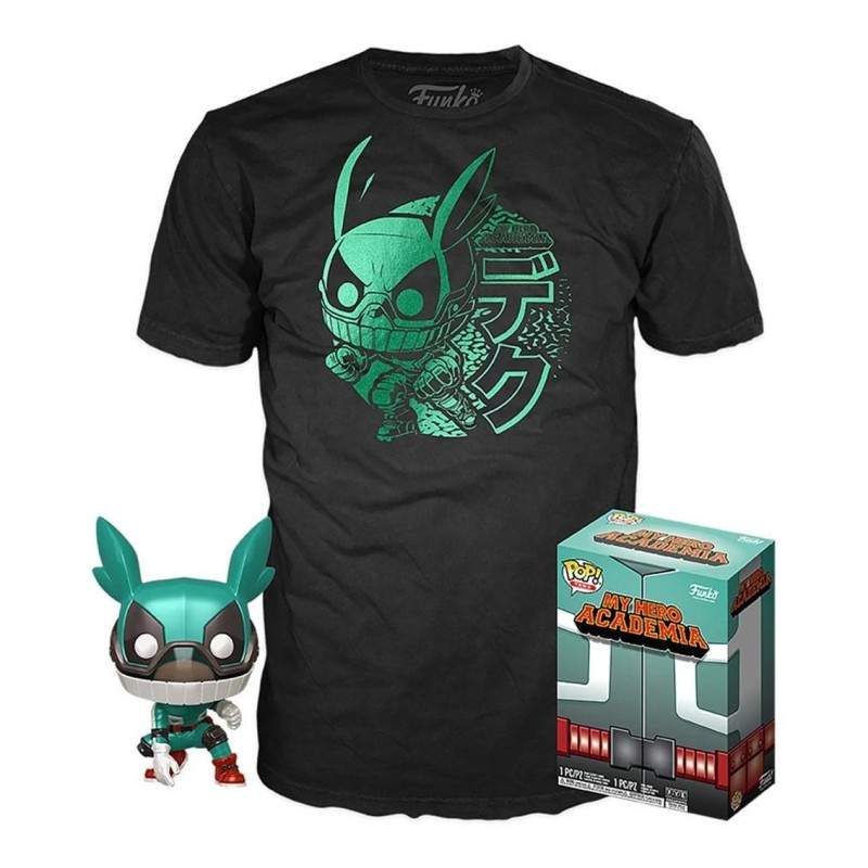 funko pop & tee my hero academia deku con casco (full mech suit) funko + camiseta talla s