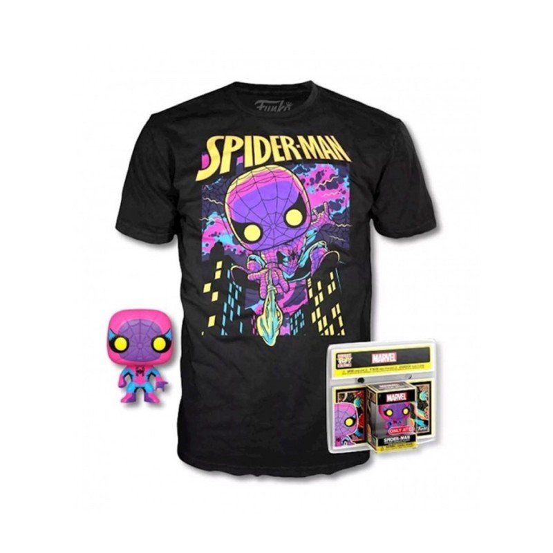 funko pop & tee marvel spiderman black light funko + camiseta talla l