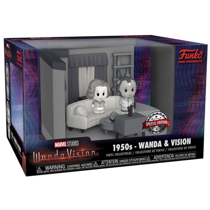 funko funko pop marvel wandavision mini moments wanda & vision blanco y negro