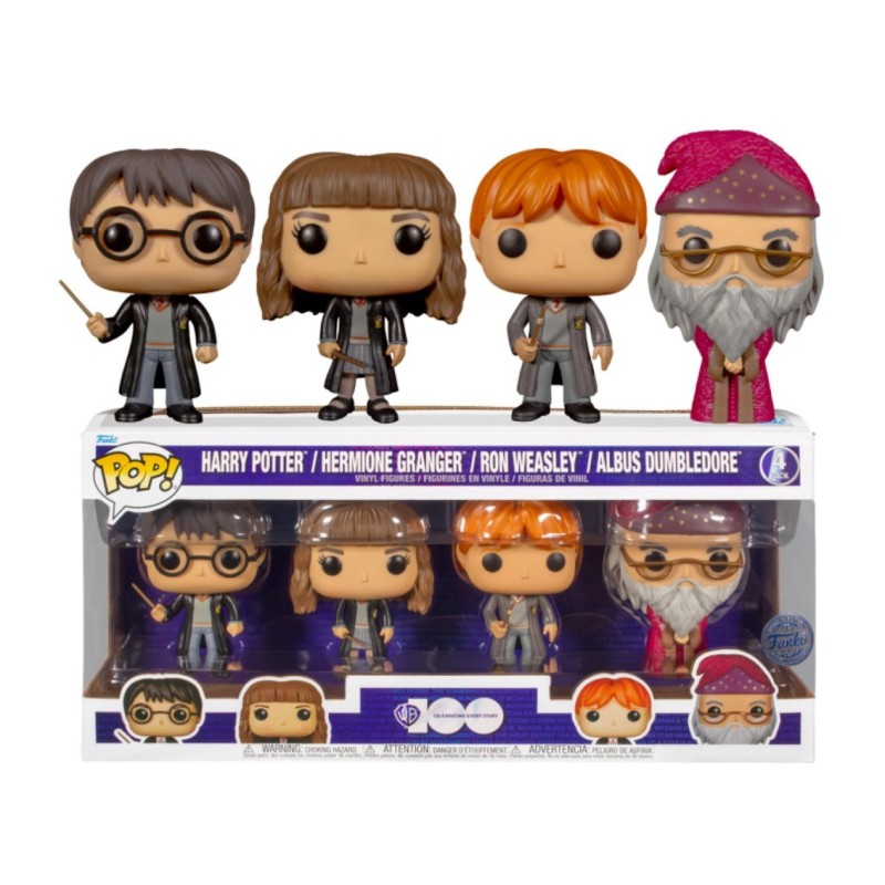 funko funko pop harry potter pack 4 figuras harry hermione dumbledore ron