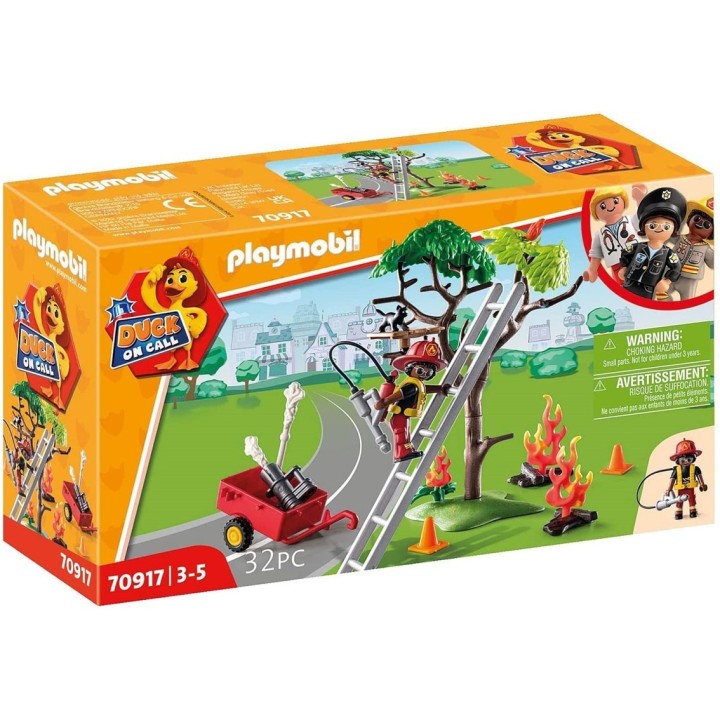playmobil playmobil duck on call accion rescate de bomberos rescata al gato