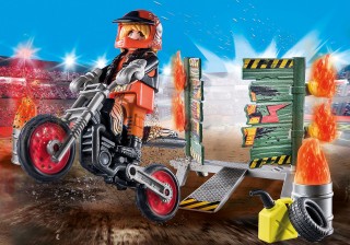 playmobil playmobil starter pack stuntshow moto con pared de fuego