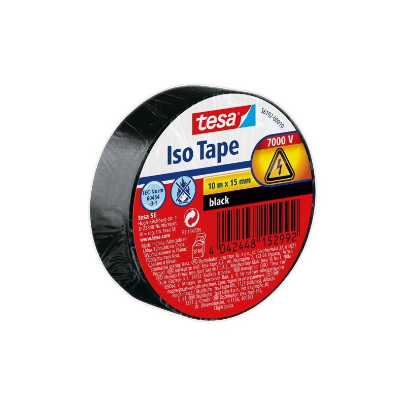 tesa rollo cinta aislante pvc 15mmx10metros negra tesa 56192-00010-22