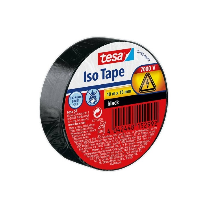 tesa rollo cinta aislante pvc 15mmx10metros negra tesa 56192-00010-22