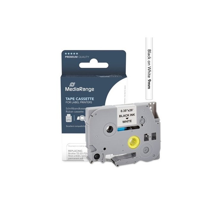 cartucho mediarange brother tz-221 comp. tz221 tze221 9mm 8m