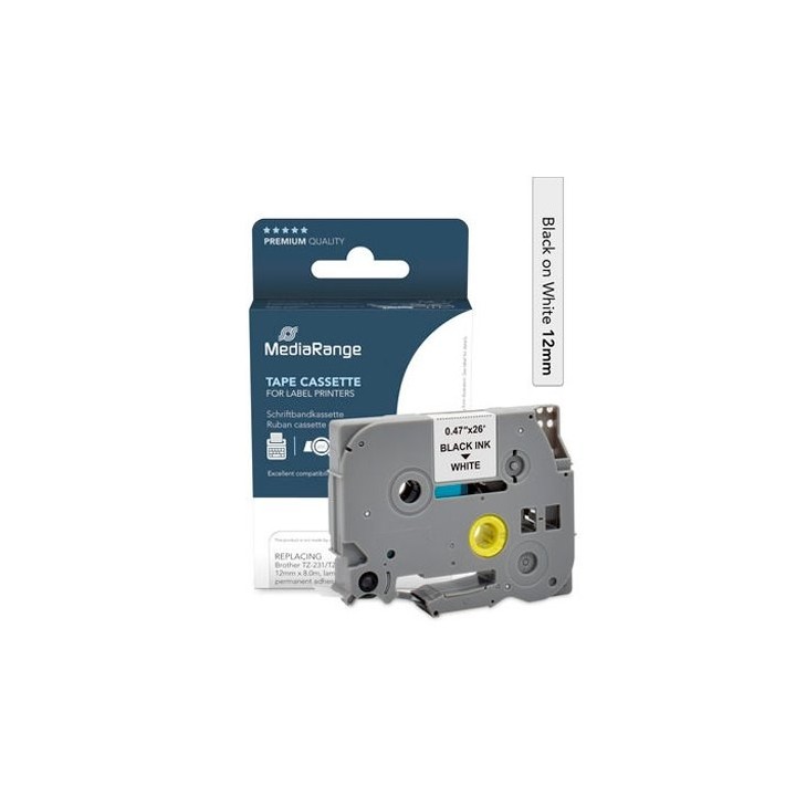cartucho mediarange brother tz-231 comp. tz231 tze231 12mm 8m