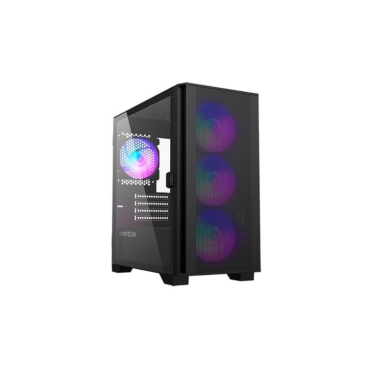 torre micro-atx montech air 100 argb black 4xvent 120mm argb max vent 160mm vga 330mm