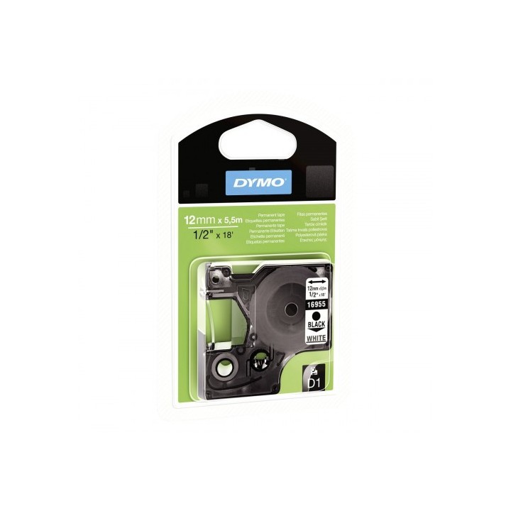 dymo cinta rotuladora d1 12mmx5.5m poliester negro/blanco dymo s0718060