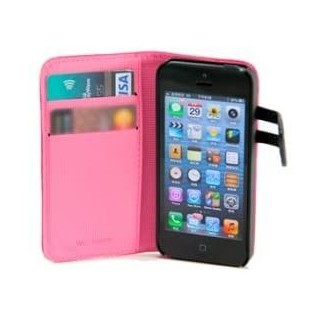 funda wazzabee para iphone 5 polipiel, marco interior plastico, cierre magnetico, rosa (wb-m30wp-pk)