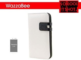 funda wazzabee para samsung s iv polipiel, marco int. plastico,cierre magnetico,blanco (wb-s4-wp-wh)