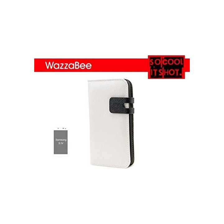 funda wazzabee para samsung s iv polipiel, marco int. plastico,cierre magnetico,blanco (wb-s4-wp-wh)