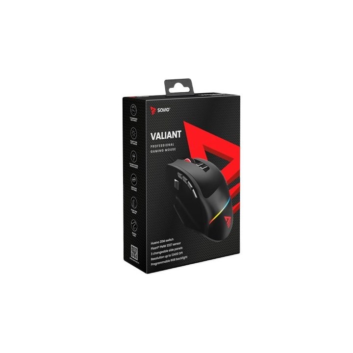raton gaming savio valiant rgb cable 1.8m 12400dpi