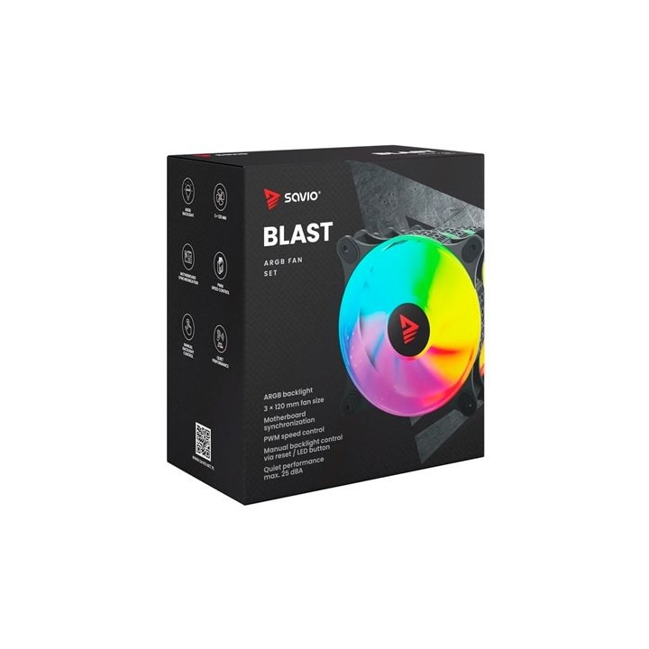 ventilador 120x120 savio blast argb pack 3 uds 1800rpm 25db pwm 4-pin