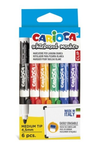 carioca caja 6 rotuladores clip whiteboard colores surtidos carioca 42921