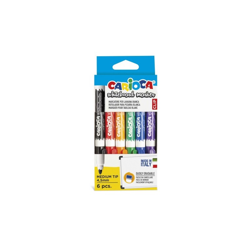 carioca caja 6 rotuladores clip whiteboard colores surtidos carioca 42921