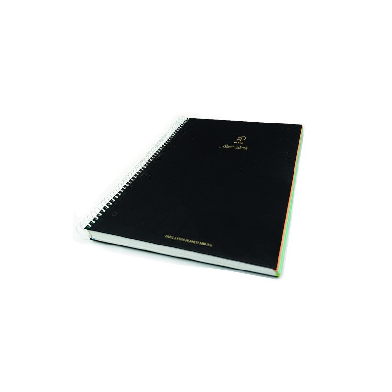 pacsa cuaderno first class a4 tapa negra forrada microperforado 120h 100gr 4 taladros 5x5 banda 5 co