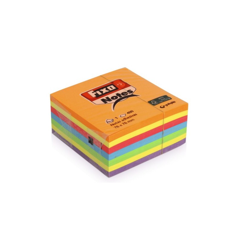 fixo cubo 400 notas adhesivas 76x76mm neon fixo 65005483