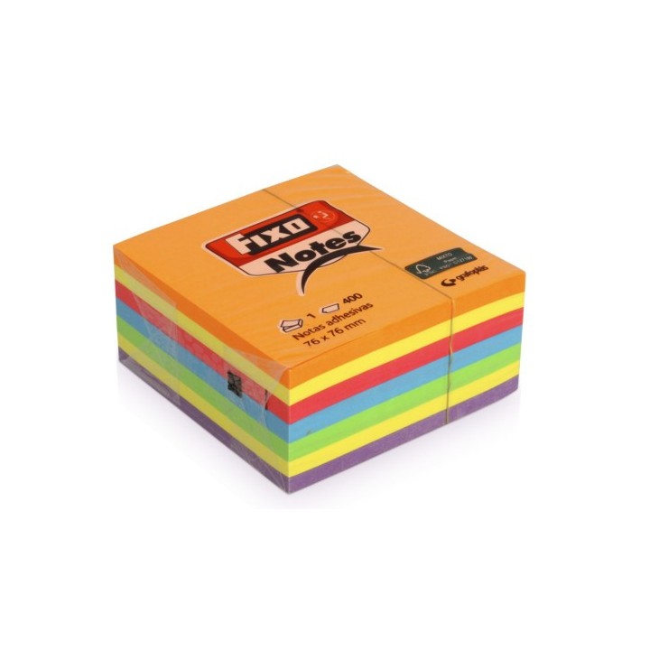 fixo cubo 400 notas adhesivas 76x76mm neon fixo 65005483