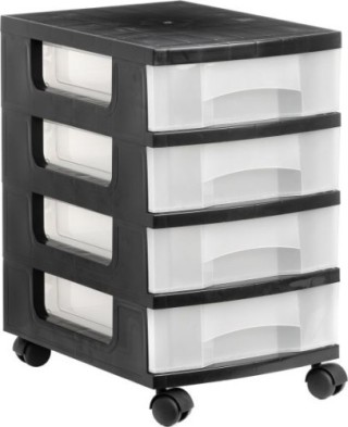 archivo 2000 torre de almacenaje 4 cajones de 6 litros negro/translucido 390x290x480 mm archivo 2000