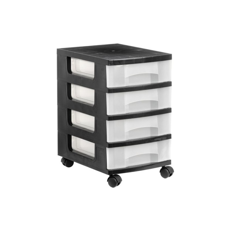 archivo 2000 torre de almacenaje 4 cajones de 6 litros negro/translucido 390x290x480 mm archivo 2000