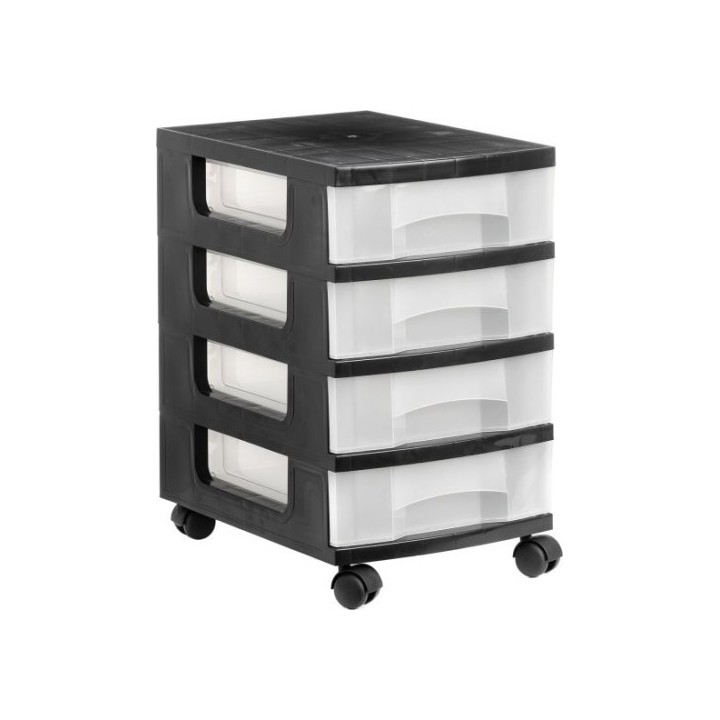 archivo 2000 torre de almacenaje 4 cajones de 6 litros negro/translucido 390x290x480 mm archivo 2000