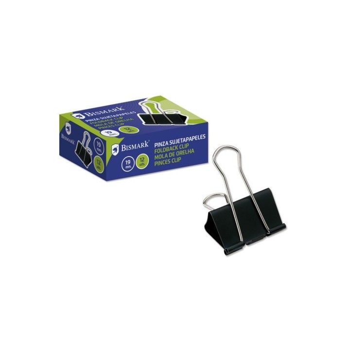 bismark pinza sujetapapeles 19 mm. pala abatible color negro bismark 321724  pack: 12 unidades