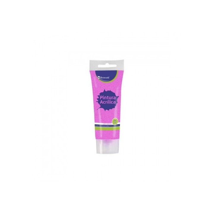 bismark bote pintura acrilica 75 ml rosa con glitter bismark 328671