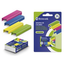 bismark caja de 800 grapas de colores no 22/6-24/6 metalizadas bismark 331279