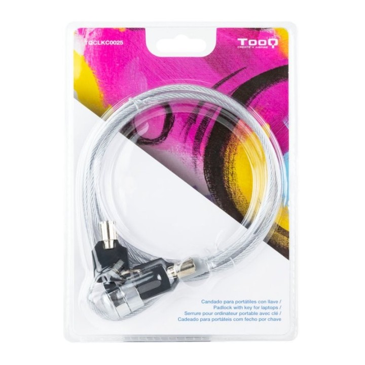 tooq cable de seguridad con llave 1.5 metros