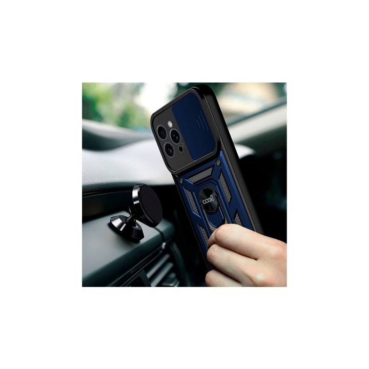 funda cool iphone 15 pro hard ring azul anillo sujecion iman refuerzo extra