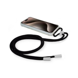 funda cool iphone 15 pro max transparente negro incluye cordon negro 150cm