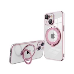 funda cool iphone 15 plus magnetica ring rosa transparente compatible cargador magnetico