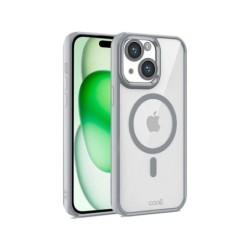 funda cool iphone 15 plus magnetica plata transparente borde plata compat c.magnetico