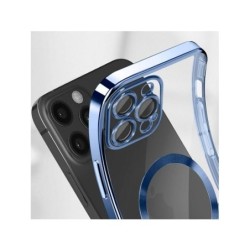 funda cool iphone 15 pro max mag celeste transparente borde celeste compat c.magnetico