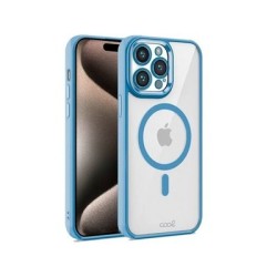 funda cool iphone 15 pro max mag celeste transparente borde celeste compat c.magnetico