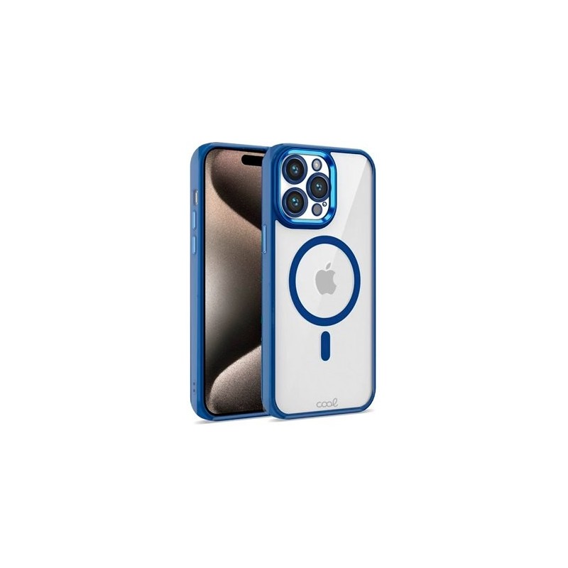 funda cool iphone 15 pro max mag azul transparente borde azul compat c.magnetico